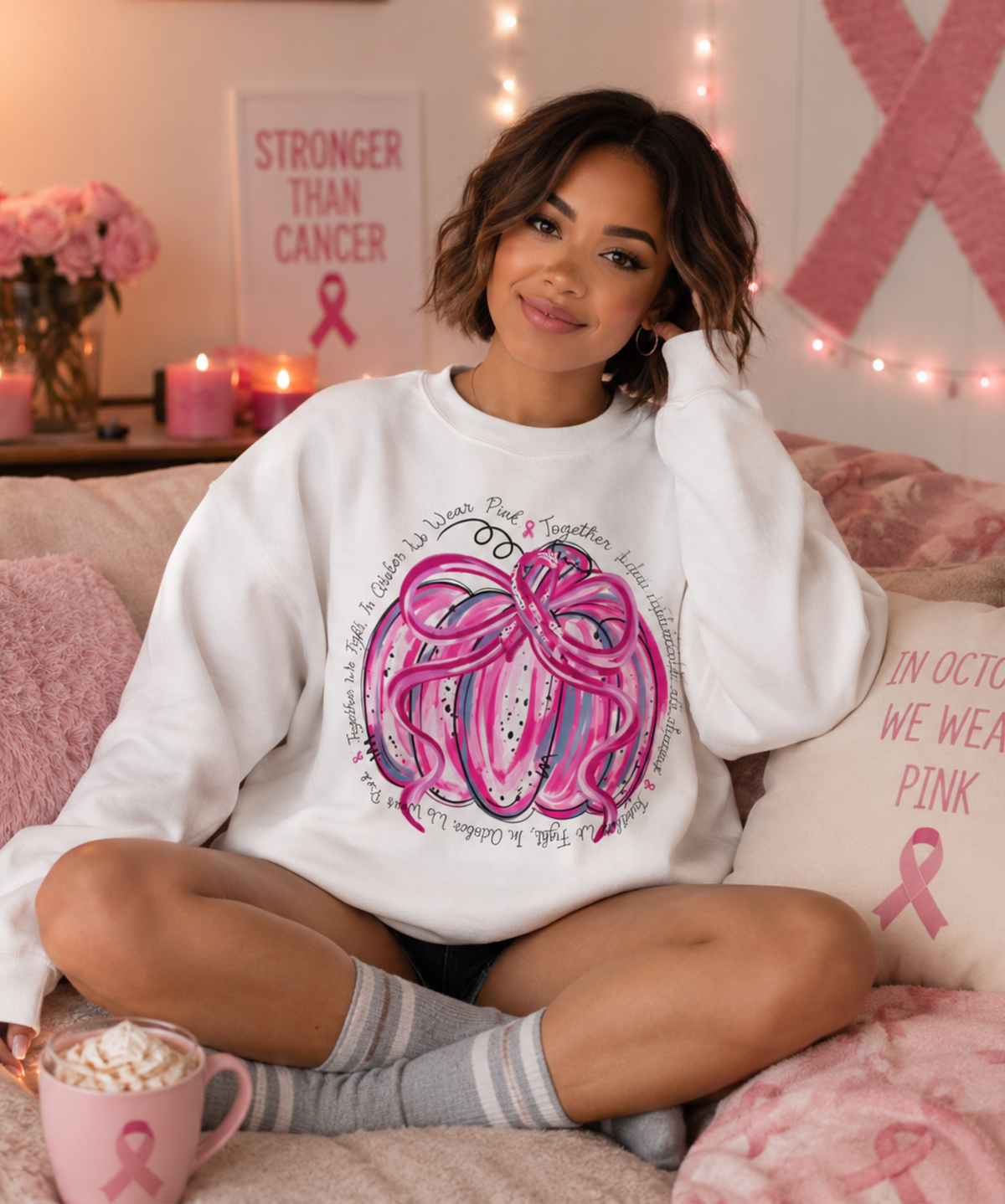 Pumpkin Breast Cancer Awareness Gildan® Sweatshirt