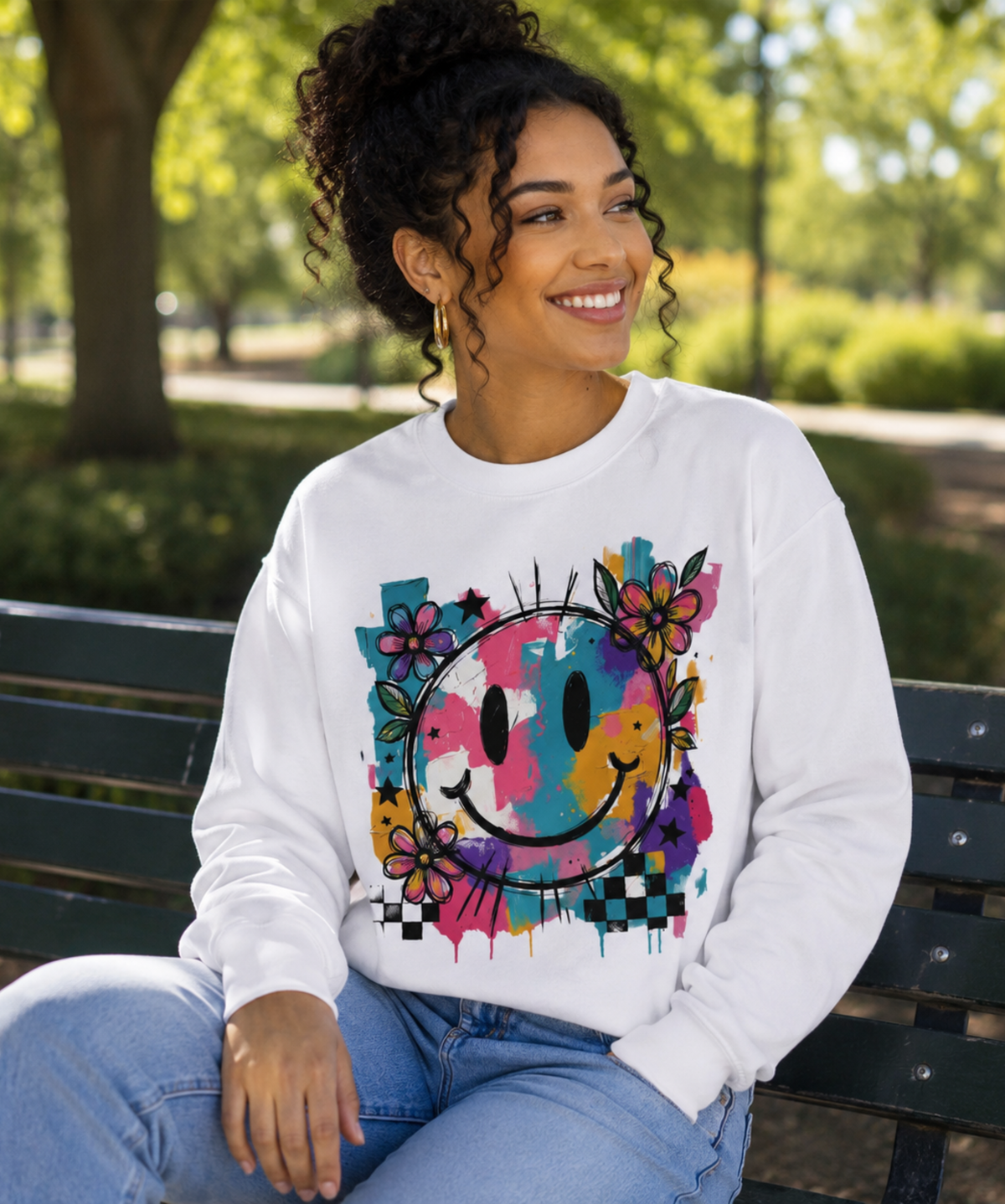 Gildan Heavy Blend™ Crewneck Sweatshirt – Smiley Graphic