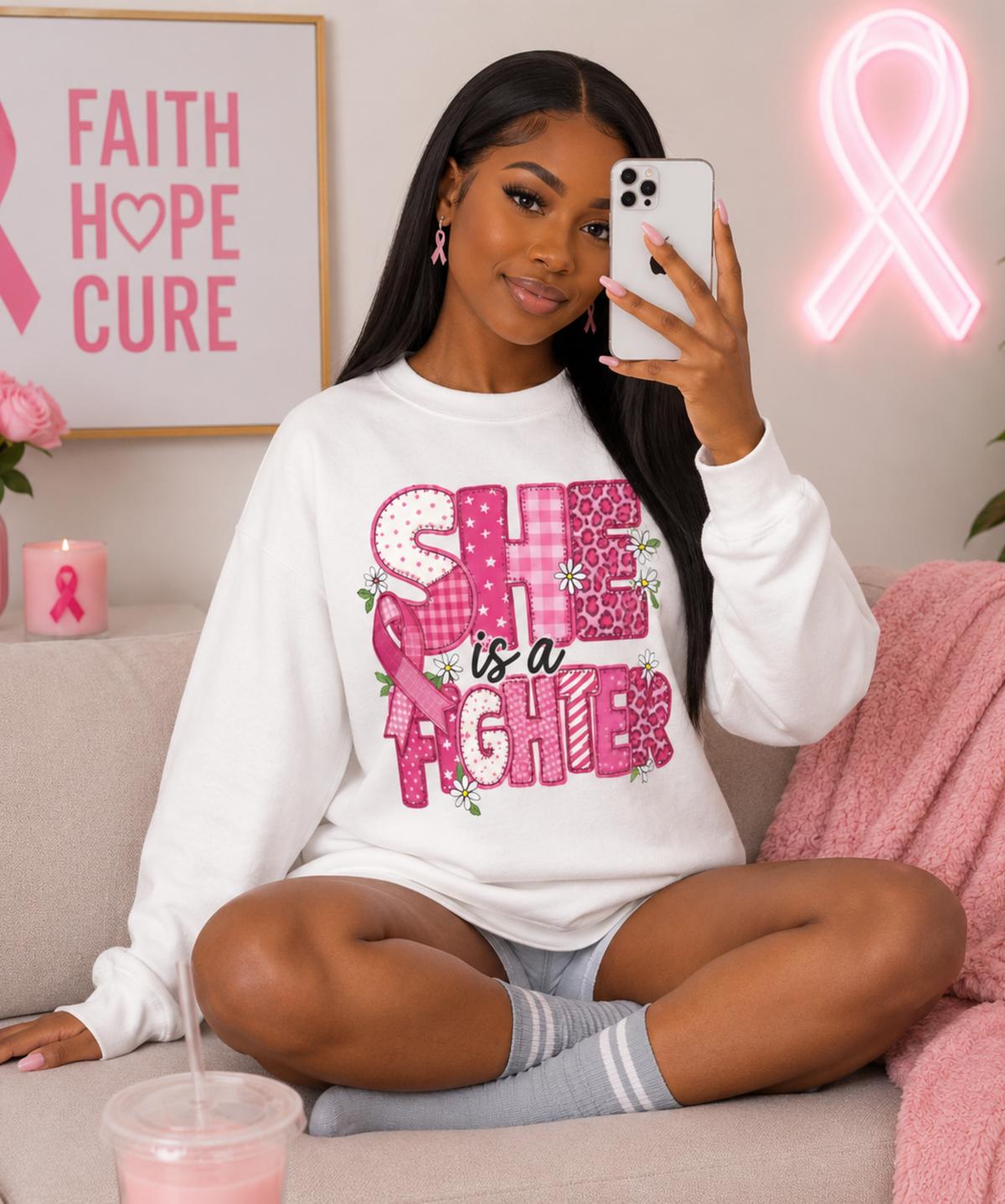 She Is A Fighter – Gildan® Heavy Blend Crewneck Sweatshirt
