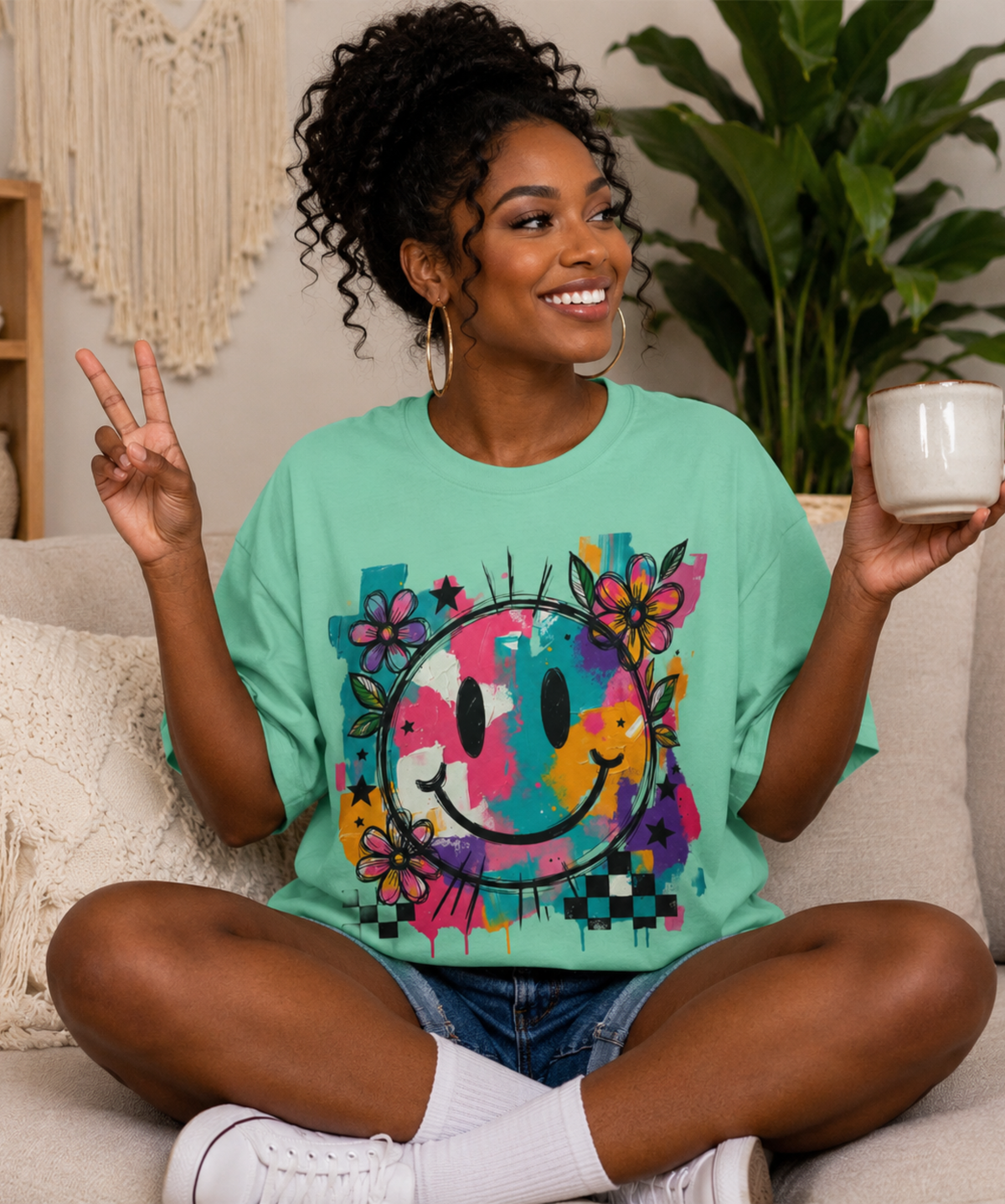 Colorful Smiley Face Comfort Colors® T-Shirt