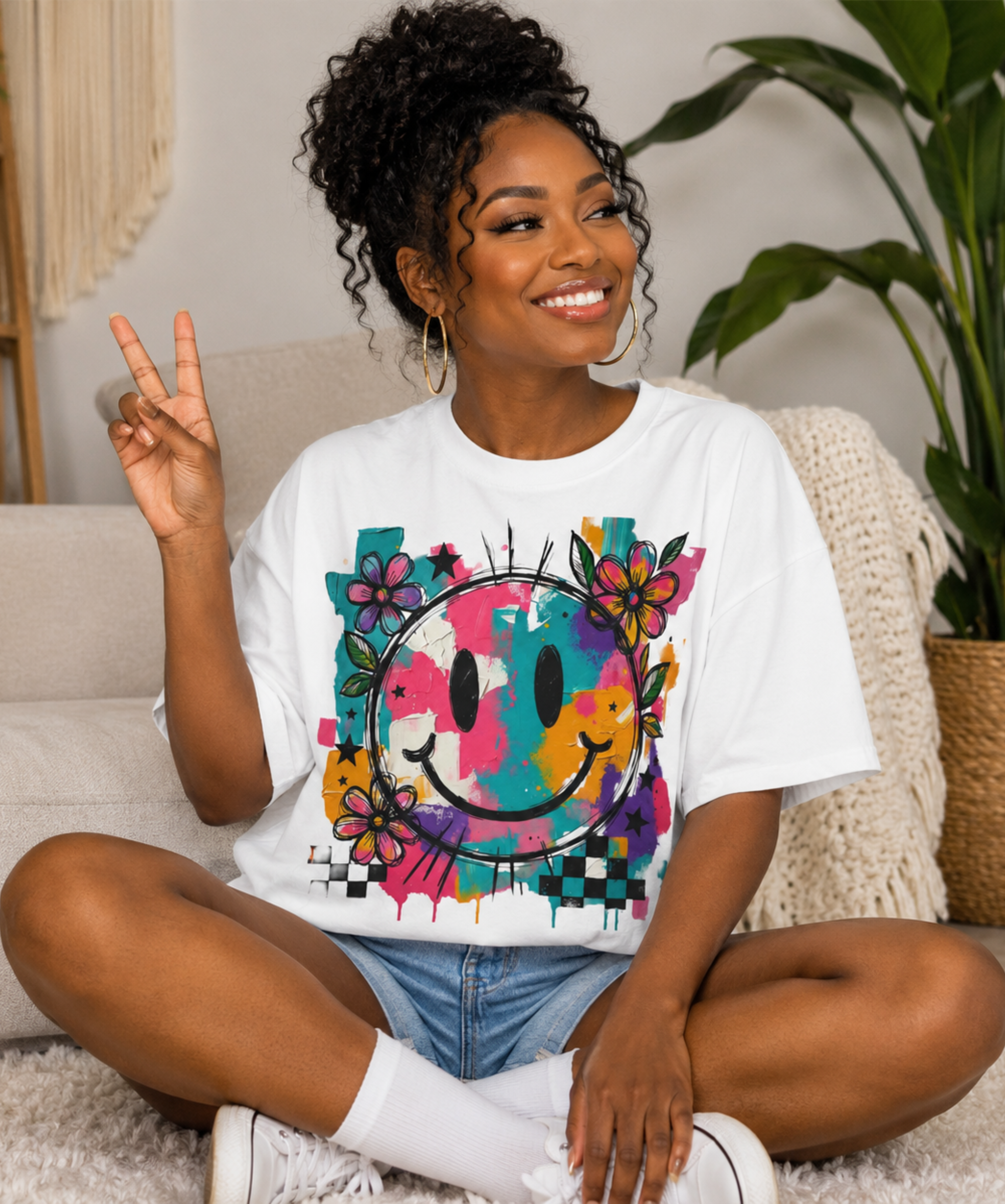 Colorful Smiley Face Comfort Colors® T-Shirt