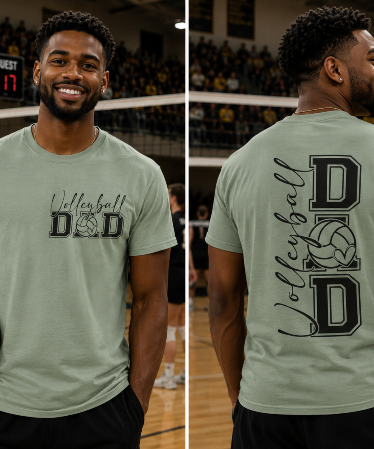 Volleyball Dad Comfort Colors® T-Shirt – Front & Back Graphic