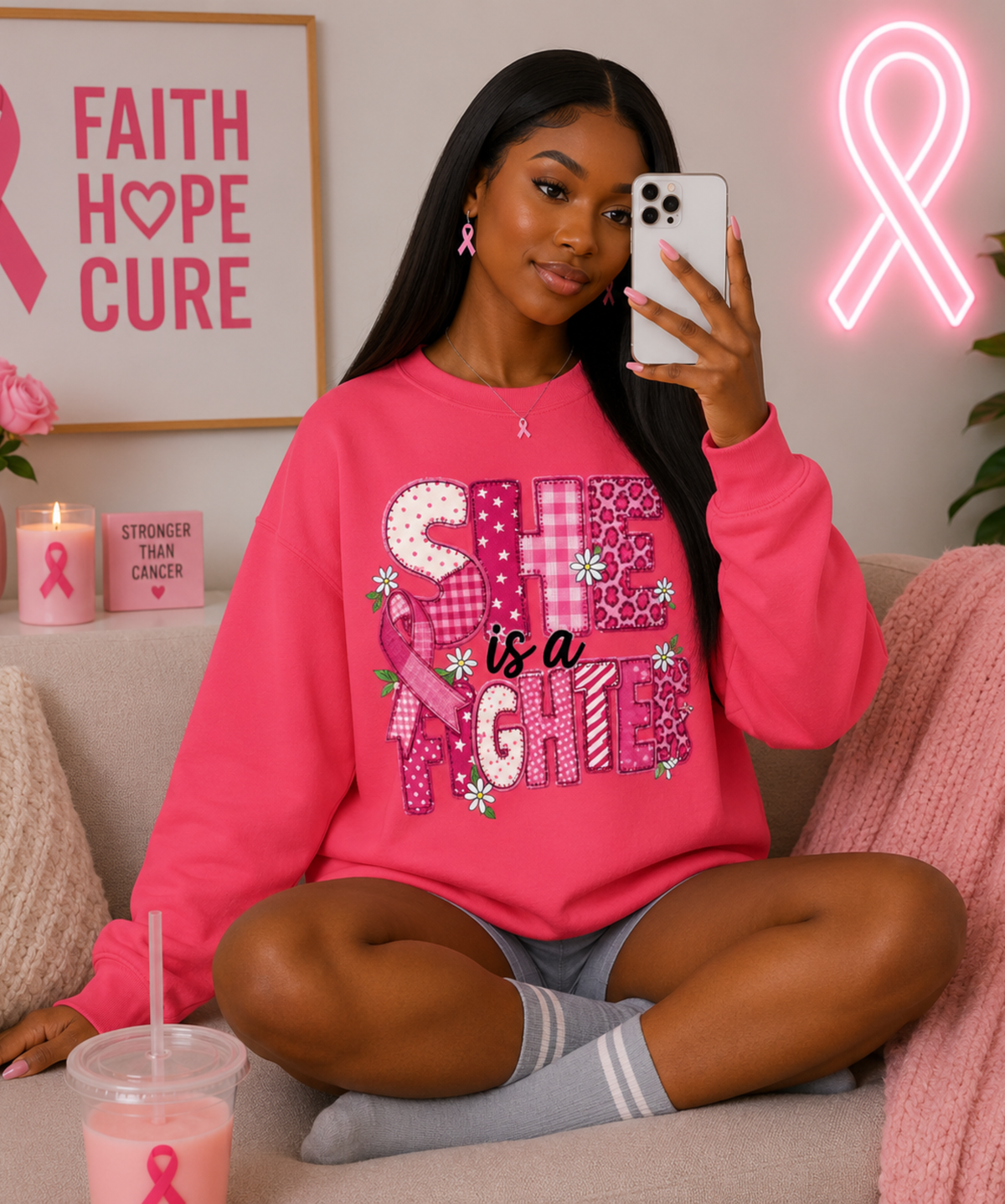 She Is A Fighter – Gildan® Heavy Blend Crewneck Sweatshirt